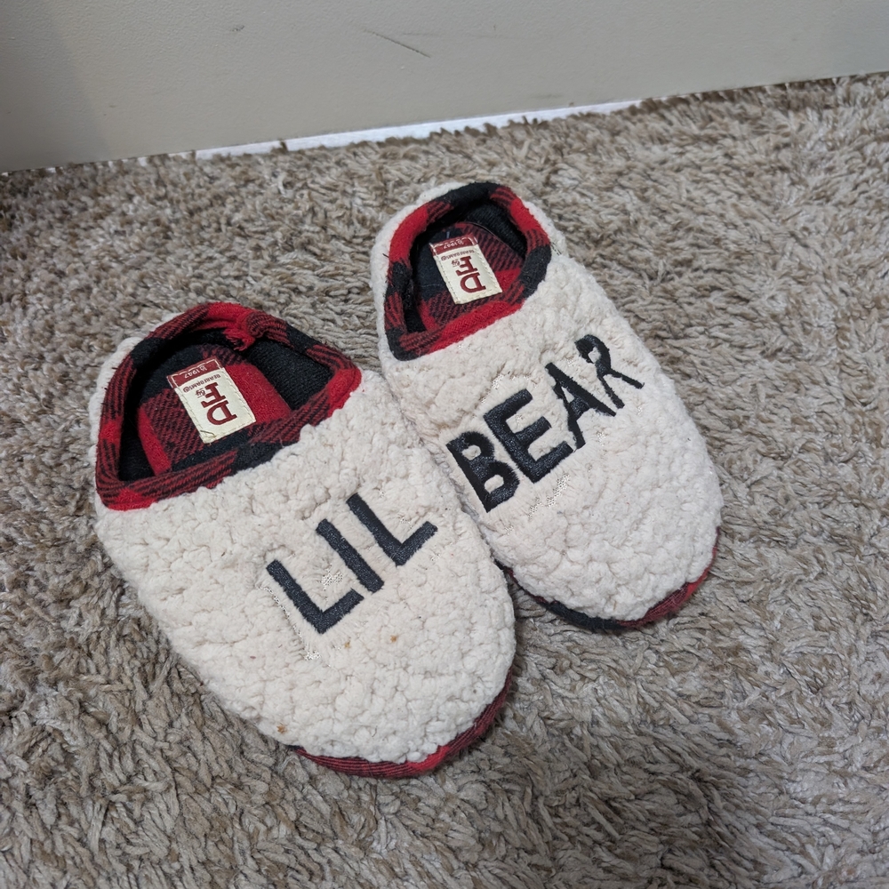 Dearfoams Lil Bear Kids Slippers - Cream and Black